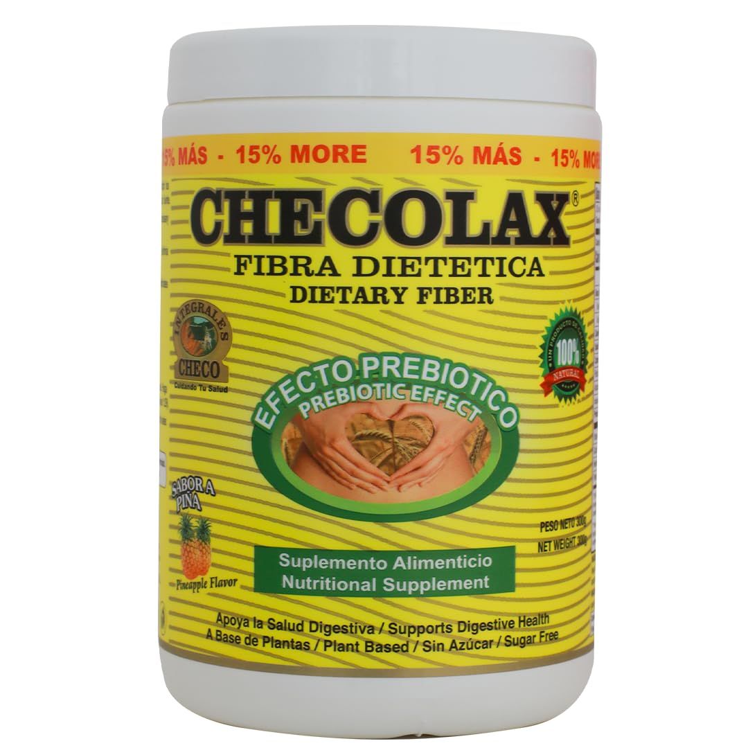 CHECOLAX: Our Dietary Fiber Alleviates Constipation Naturally, Supports Regularity, Bloating Relief Gut Health, Sugar Free, Non-GMO, Plant-Based - Essential Fiber Boost, Pineapple 10.5 oz