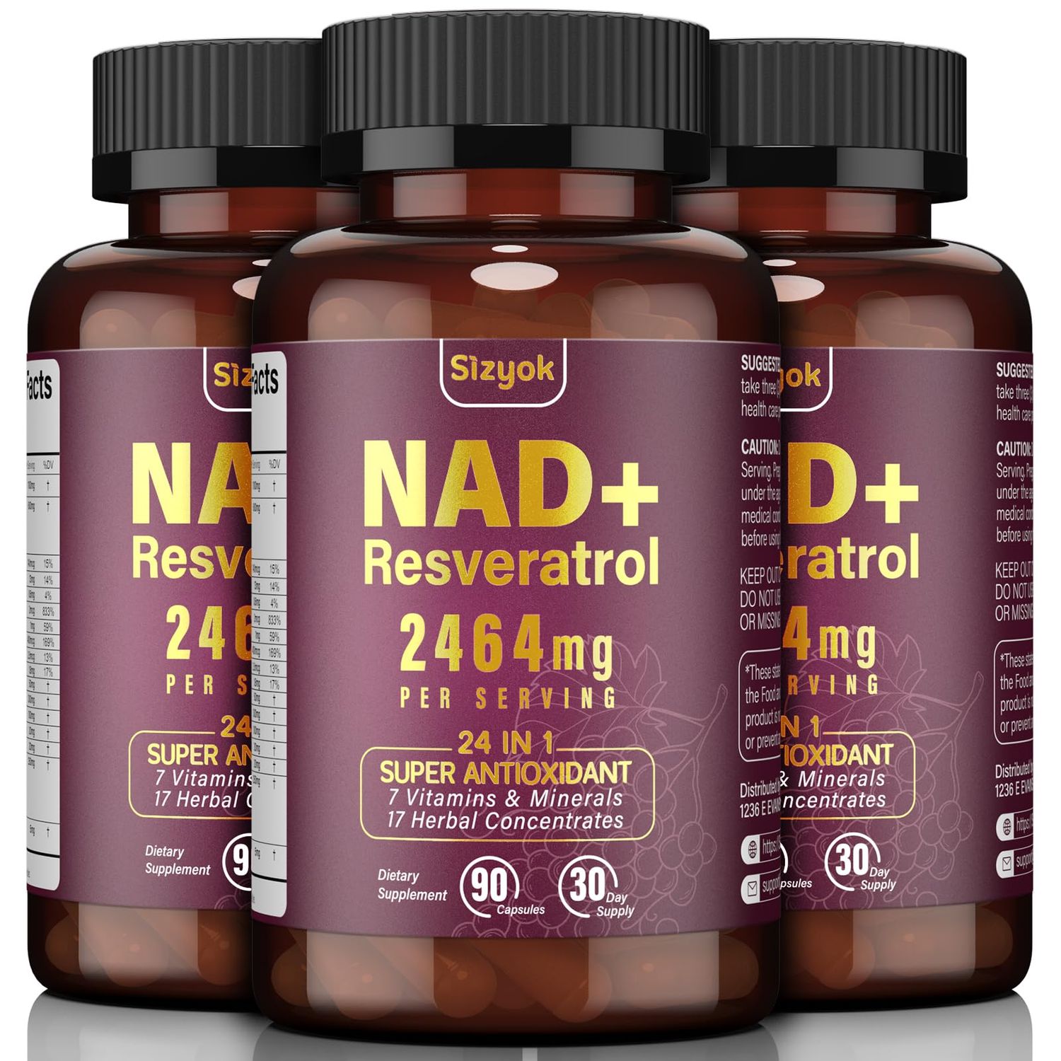 NAD Supplement 1100mg Pure Organic, Liposomal NAD Resveratrol Supplement for Women Men, Boost NAD for Aging Defense, Cellular Energy, Focus - Ultra Antioxidant Capsules, 3 Pack