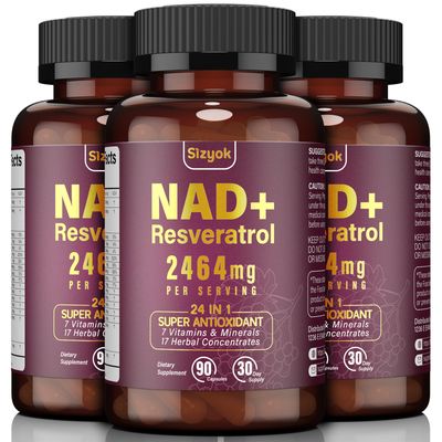 NAD Supplement 1100mg Pure Organic, Liposomal NAD Resveratrol Supplement for Women Men, Boost NAD for Aging Defense, Cellular Energy, Focus - Ultra Antioxidant Capsules, 3 Pack