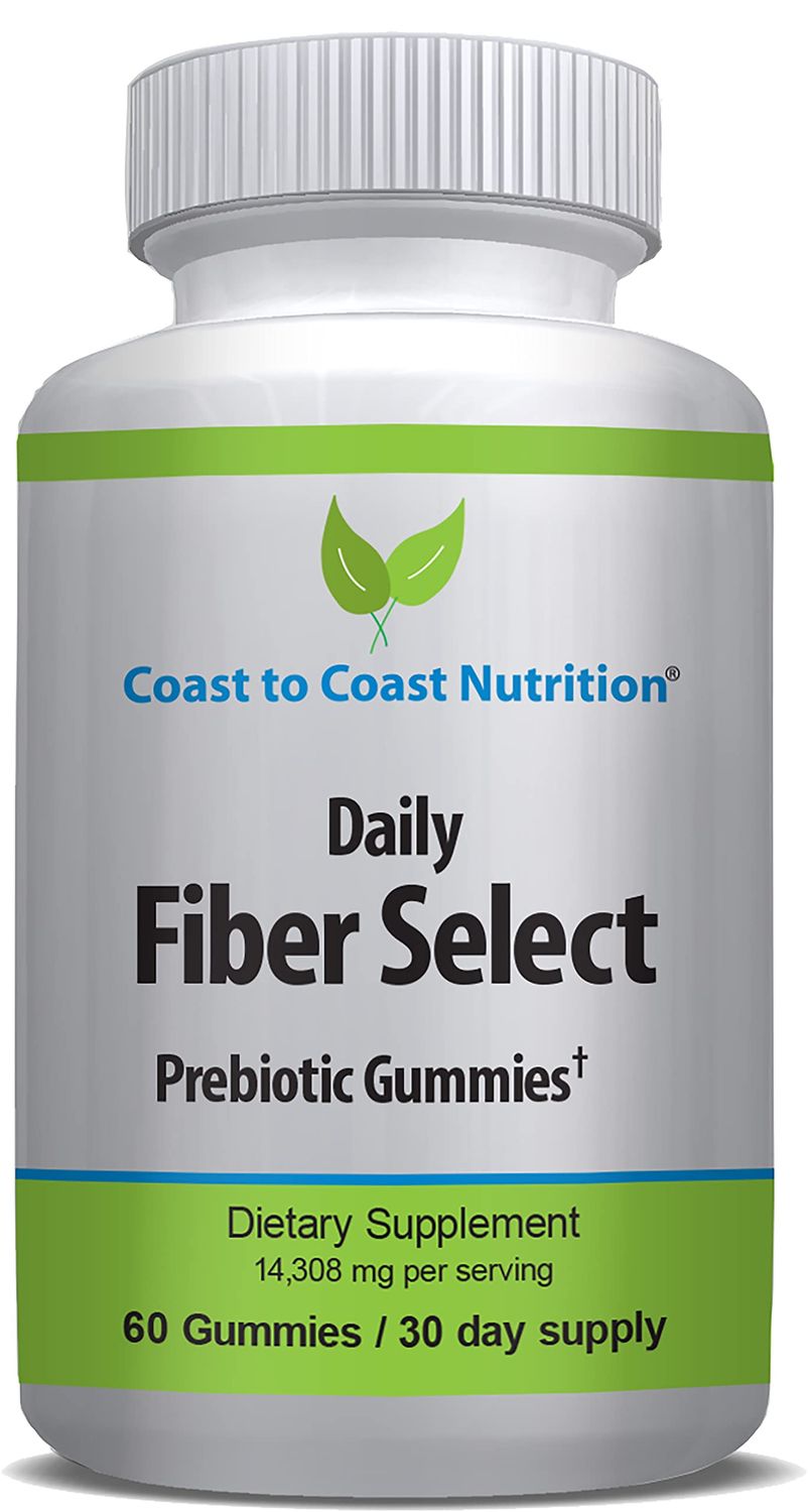 Daily Fiber Select Prebiotic Fiber Supplement Gummies. Soft Chewy Fiber Gummies - Mixed Berry Flavor Tastes Good and Wont Stick to Your Teeth. Plant-Based Fiber - 60 Count 2 per Serving