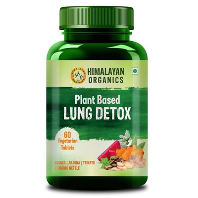 HIMALAYAN ORGANICS Organics Lung Detox Cleanse Purify Arjuna Vasaka Leaf Respiratory Support Plant Based Herbal Supplement - 60 Tablets