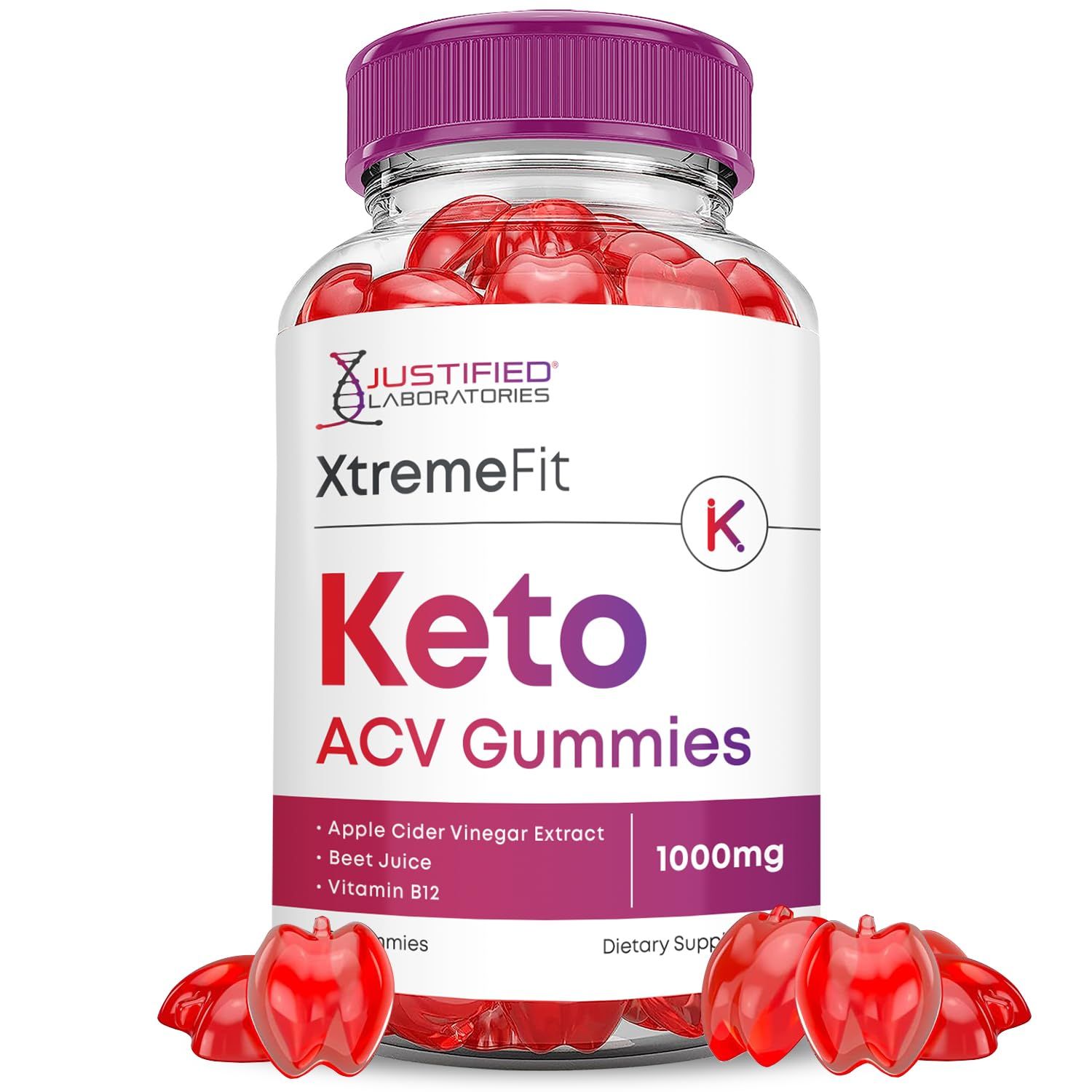 Xtreme Fit Keto ACV Gummies Advanced Formula 1000MG XtremeFit Keto Gummies Apple Cider Vinegar Formulated with Pomegranate Beet Juice Powder B12 Vegan Non GMO 60 Gummys