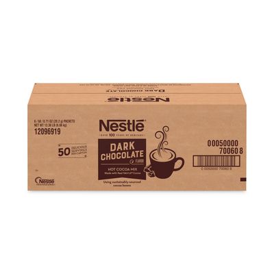 Hot Cocoa Mix, Dark Chocolate, 0.71 Packets, 50 PacketsBox, 6 BoxesCarton