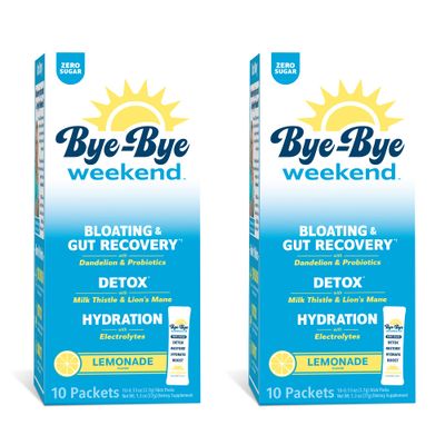 Bye-Bye Weekend Drink Mix - Electrolytes, Probiotics, Vitamins for Liver Gut - Goodbye Bloating, Fatigue, Brain Fog - Zero Sugar - 2 Pack