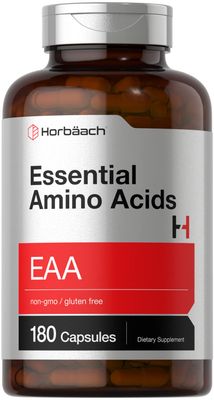Horb ach Essential Amino Acids Supplement 180 Capsules Optimum Ratio with BCAAs Non-GMO Gluten Free EAA