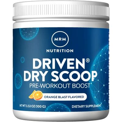 MRM Nutrition Driven Dry Scoop Pre-Workout Powder Orange Blast Flavored Pure Ingredients Muscle  Hydration  Energy Blends Performance Energy  Vegan  Gluten-Free  15 Servings