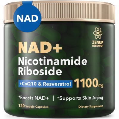 ZenUP NAD Supplement Research 1100mg Liposomal Nicotinamide Riboside with Resveratrol Quercetin NMN Supplement Alternative for Anti-Aging, Cellular Energy, Mental Focus 120 Caps