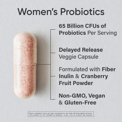 Sports Research Probiotics with Prebiotics Cranberry Womens Probiotic Blend with 65 Billion CFU at Expiration Gluten Free, Non-GMO Verified Vegan Certified 30 Count