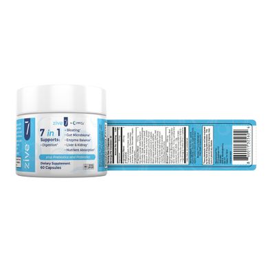 ZIVE 7 Digestive Support Formula 60 Capsules Probiotic, Fiber Blend Promotes Healthy Digestion, Gut Health Nutrient Absorption Manufactured in The USA