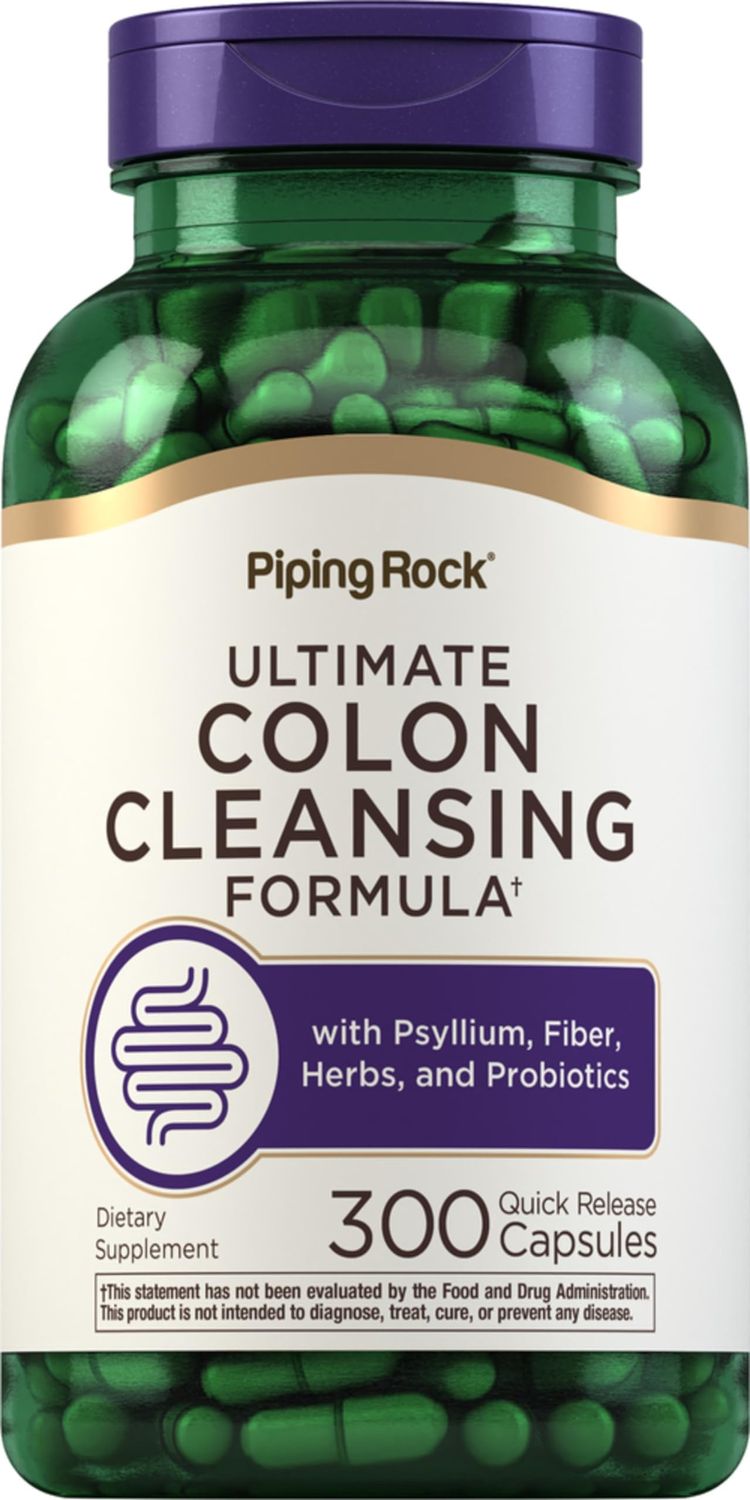 Piping Rock Colon Cleanse Pills 300 Capsules Herbal Detox Supplement Super Formula for Men and Women with Psyllium, Fiber, and Probiotics Non-GMO, Gluten Free
