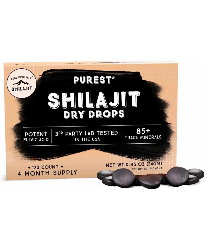Pure Himalayan Shilajit Dry Drops, 100 Pure Natural Shilajit, Grade A, Max Potency 85 Clean Trace Minerals Fulvic Acid for Energy, Metabolism Immune Support Supplement for Men Women 120 tabs