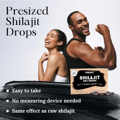 Pure Himalayan Shilajit Dry Drops, 100 Pure Natural Shilajit, Grade A, Max Potency 85 Clean Trace Minerals Fulvic Acid for Energy, Metabolism Immune Support Supplement for Men Women 120 tabs