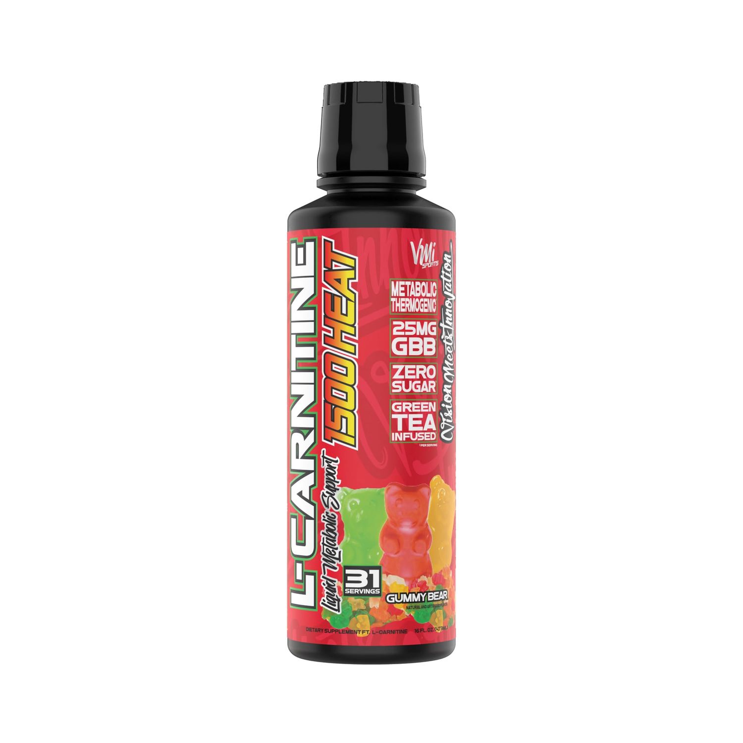 VMI Sports L-Carnitine 1500 Heat Liquid Enhanced Thermogenic 1500 mg Carnitine Maximum Absorption Formula Great Taste for Men Women 31 Servings Gummy Bear
