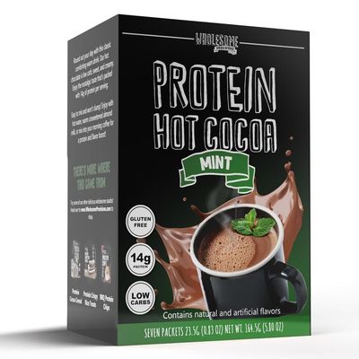 Protein Hot Chocolate, High Protein 14g-15g, Low Carb 4g-5 Net Carbs, Low in Sugar 2g, Low Calories - Keto-Friendly, Gluten-Free Cocoa Mix - 7 On-the-Go Packets - Made in USA by Wholesome Provisions
