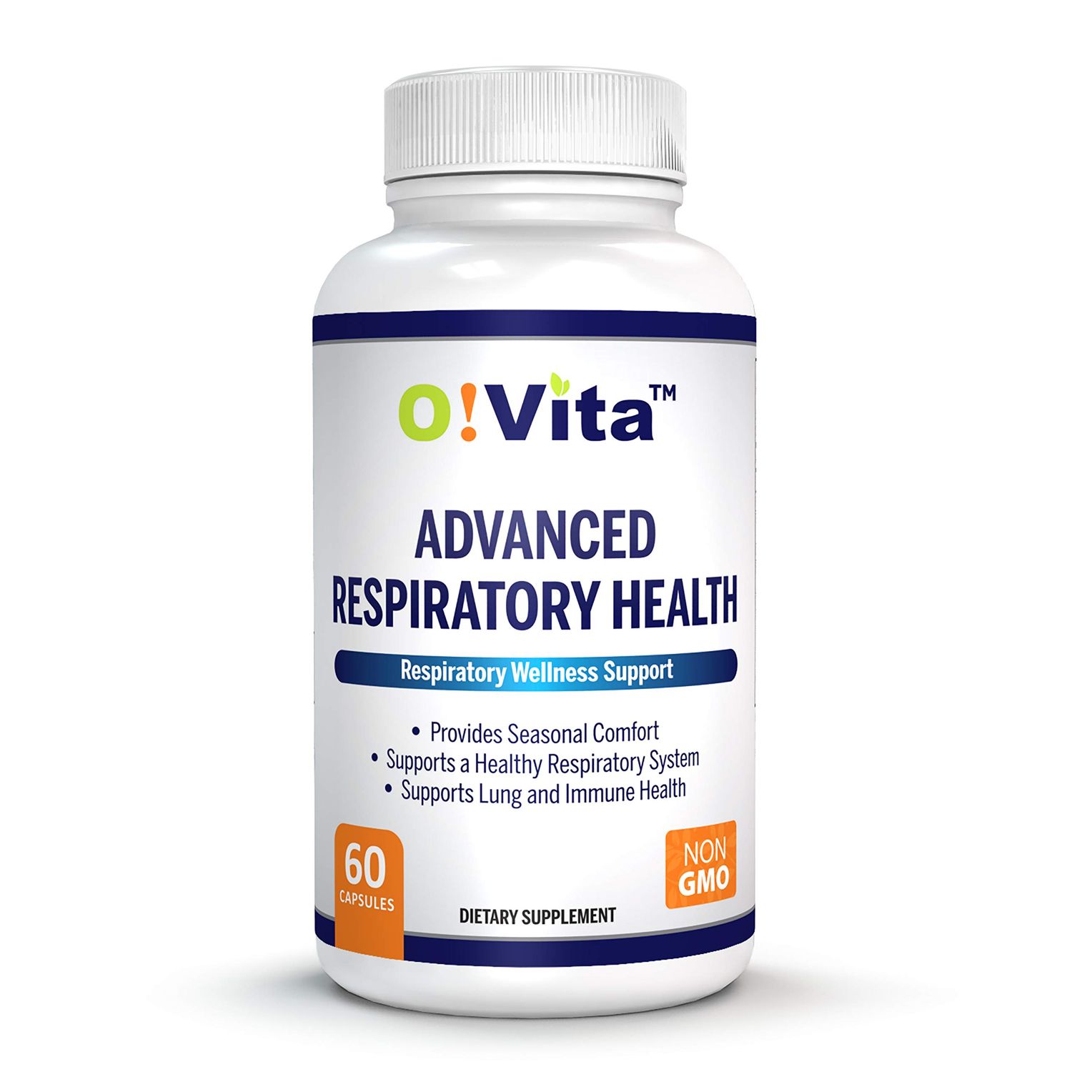 O!VITA Advanced Respiratory Health, Lung Detox and Cleanse, Seasonal Comfort - 10 Active Herbal Ingredients Quercetin, Butterbur, Cordyceps, and More. 2-Month Supply 60 Non-GMO Capsules