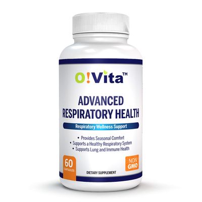 O!VITA Advanced Respiratory Health, Lung Detox and Cleanse, Seasonal Comfort - 10 Active Herbal Ingredients Quercetin, Butterbur, Cordyceps, and More. 2-Month Supply 60 Non-GMO Capsules