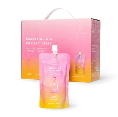 EVERYDAZE Essential Cs Konjac Jelly  Peach  Vegan Collagen Peptides, Gluten Free, Sugar Free, Low Calorie  Healthy Drinkable Fruit Snack  10 Pack Box Food Drink Pouch