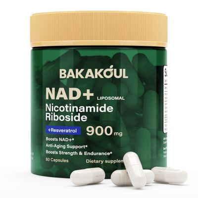 BAKAKOUL NAD Supplement - Liposomal Nicotinamide Riboside, Resveratrol, Quercetin, NAD Nicotinamide Riboside Resveratrol 900mg, NAD Supplement for Men and Women, 80 Capsules 1 Pack