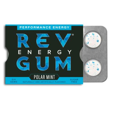 REV Gum Caffeine Energy Gum Performance Energy 60mg of Caffeine per Gem Polar Mint Sugar Free Caffeine Gum - Low Calorie Chews to Help You Stay Alert, Awake and Focused - 12 Packs 72 Count