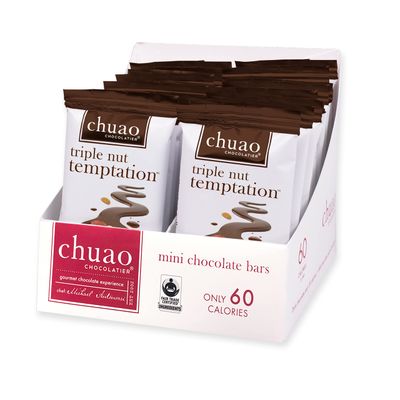 Chuao Chocolatier Triple Nut Temptation Dark Mini Chocolate Bars  Gourmet Pistachios Almonds Hazelnuts No Preservatives  24 Pack (0.39 oz each)