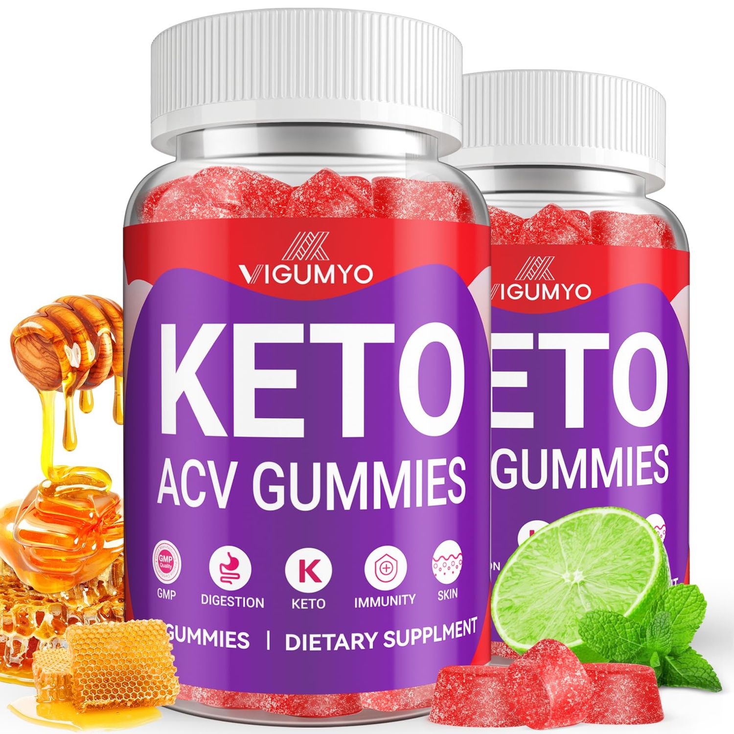 VIGUMYO Keto ACV Gummies 1500MG Keto Apple Cider Vinegar Formulated with Pomegranate Beet Juice Powder B12 Vegan Non GMO 120 Gummies