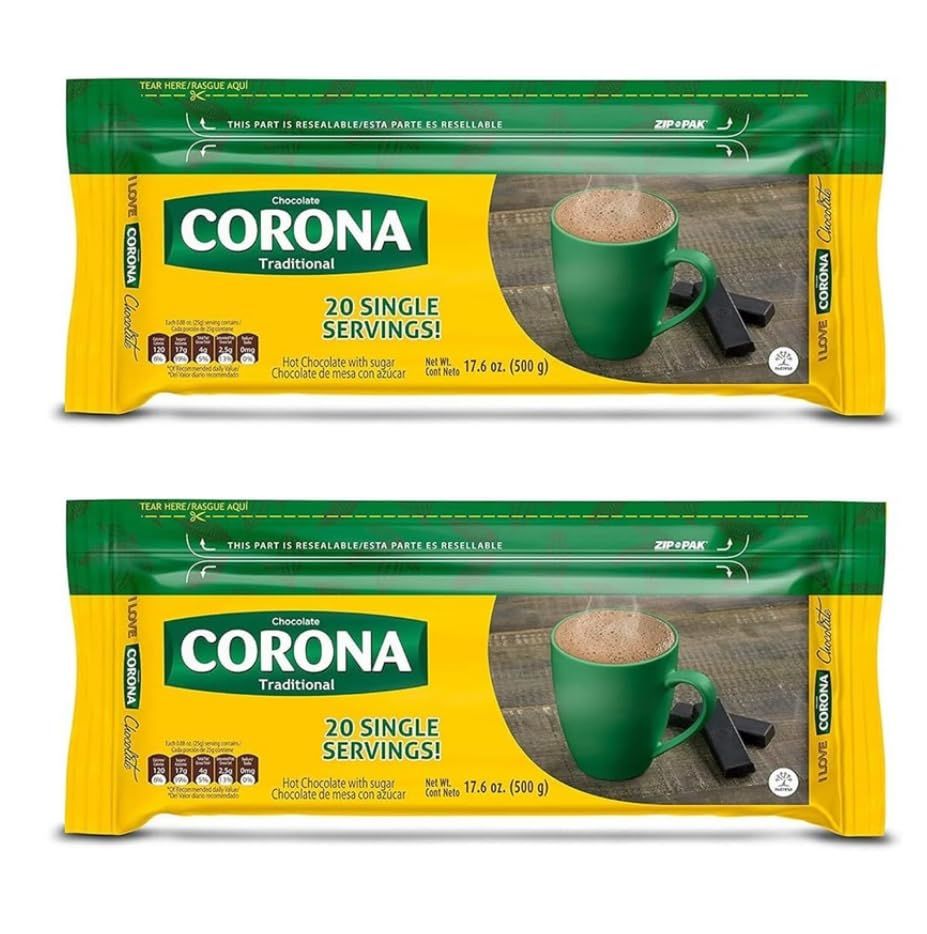 CORONA - Chocolate Con Azucar - sweet Chocolate - 17.6 Ounce Pack of 2