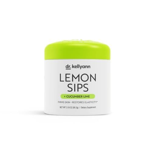 Dr. Kellyann Lemon Sips Citrus Drink Mix 21 Servings - Cucumber Lime Flavor, Sugar-Free Detox, Hydrates Firms Skin, 1 Pack