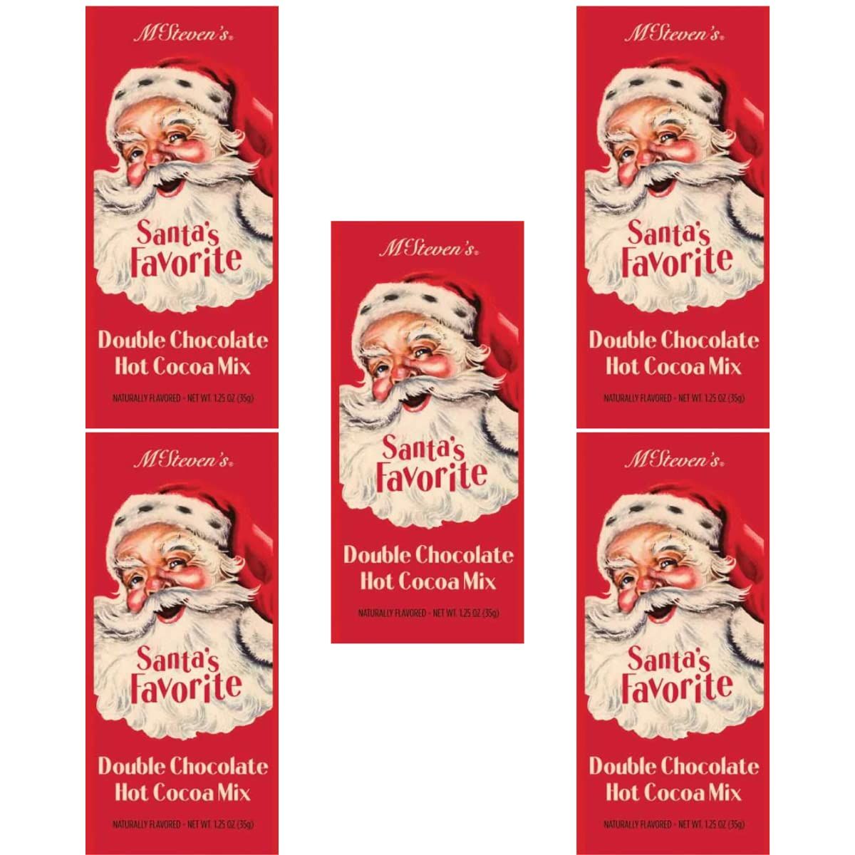 McStevens Hot Chocolate, Santas Double Chocolate Cocoa, 1.25 Ounce Pack of 5