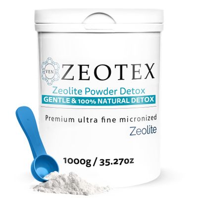 Zeotex - Zeolite Powder Full Body Detox, Zeolite Clinoptilolite Powder, Micronized Zeolite, Full Body Detox Cleanse, Zeolite Toxin Remover Juice Detox 1000g