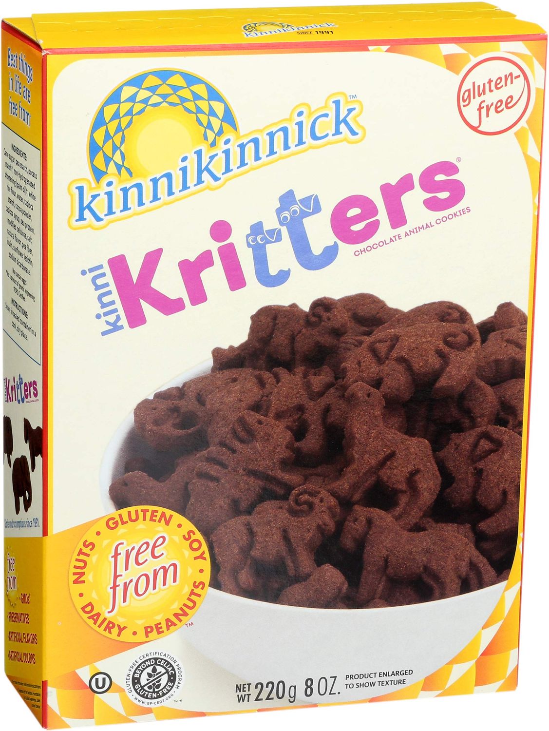 Kinnikinnick - KinniKritters Chocolate Animal Cookies - Gluten Free, Allergy Friendly Vegan Animal Crackers - 8 oz. Box