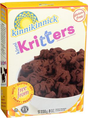 Kinnikinnick - KinniKritters Chocolate Animal Cookies - Gluten Free, Allergy Friendly Vegan Animal Crackers - 8 oz. Box