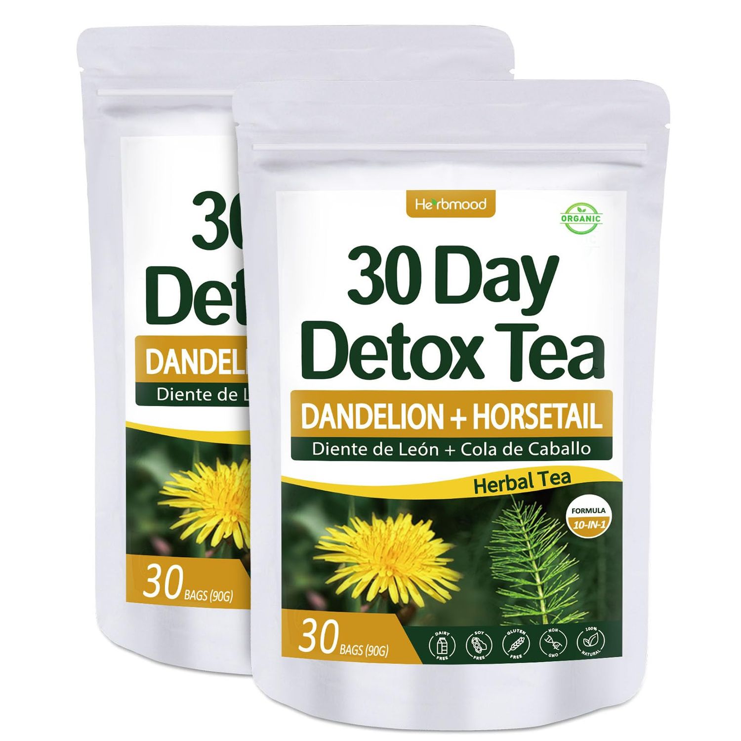 Te de Diente de Leon 30 Day Cleanse Dandelion Tea, Herbmood Natural Herbs Tea Bags para Perder Peso, 30Count Pack of 2