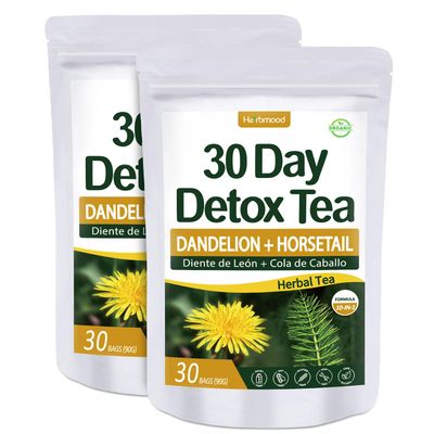 Te de Diente de Leon 30 Day Cleanse Dandelion Tea, Herbmood Natural Herbs Tea Bags para Perder Peso, 30Count Pack of 2