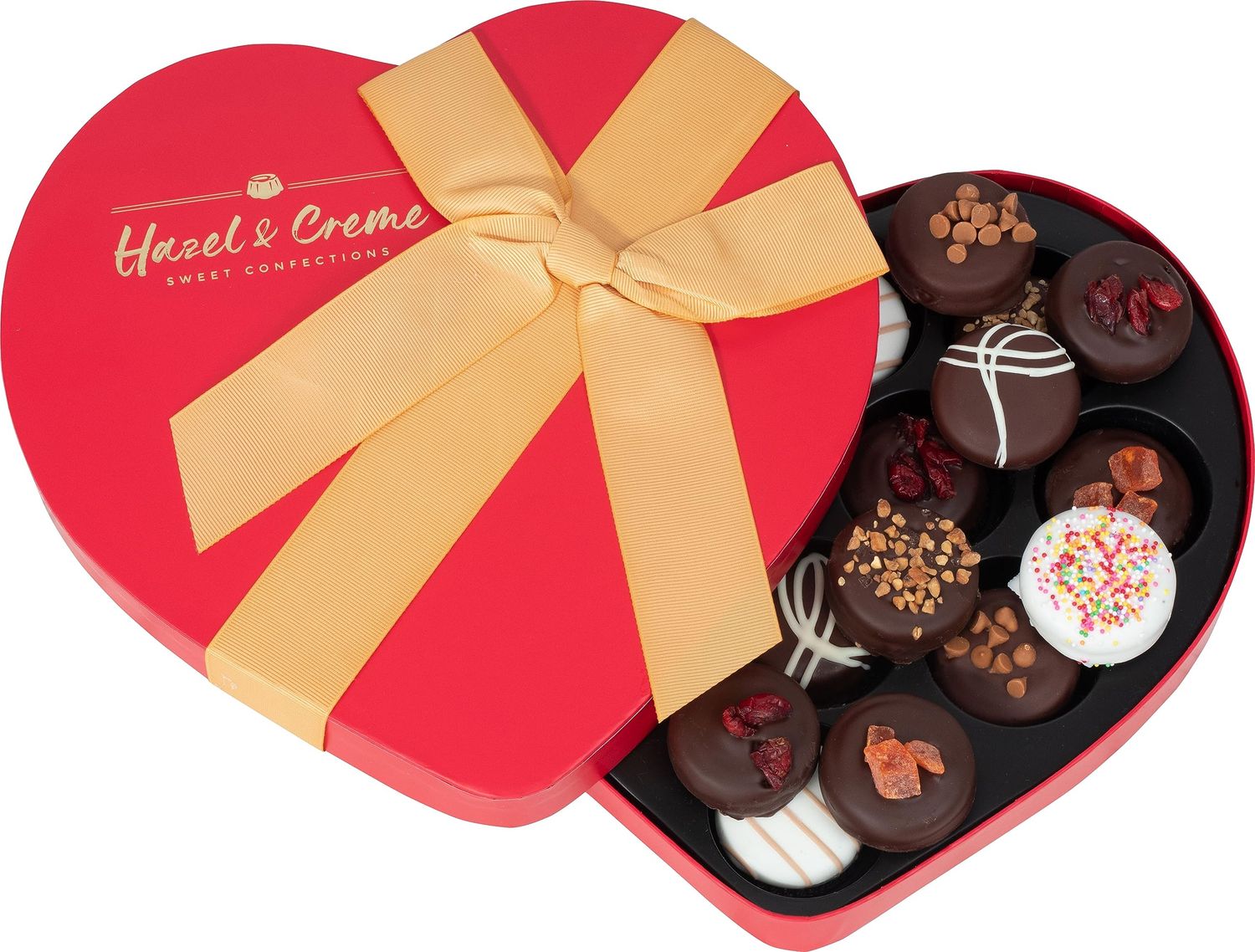 Elegant Heart-Shaped Dark Chocolate Covered Cookie Gift Box - Handcrafted Gourmet Treats for Anniversaries, and Special Occasions - Kosher Certified