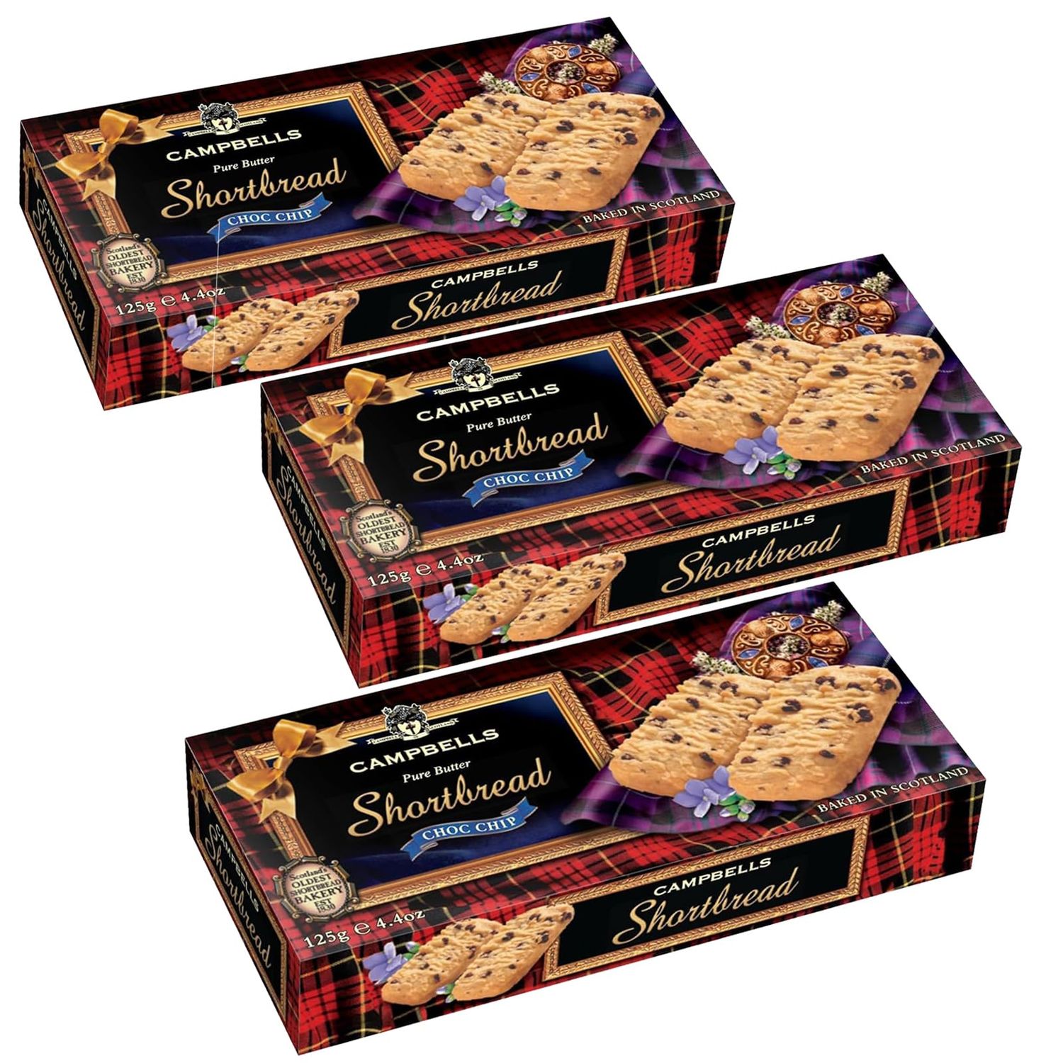 Campbells Shortbread Choc Chips Fingers  Scottish Pure Butter Cookies  Delicious Chocolaty Soft Biscuits  Baked in Scotland  British Shortbread Gift Box  4.41 Oz (Pack of 3)