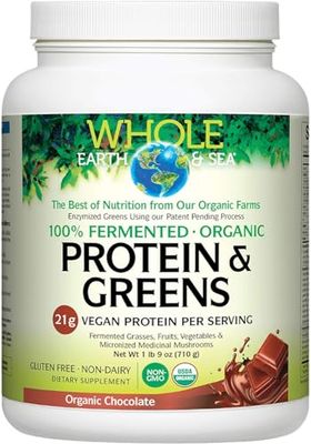 Whole Earth Sea from Natural Factors, Organic Fermented Protein Greens, Vegan Whole Food Supplement, Chocolate, 1lb 9 Oz