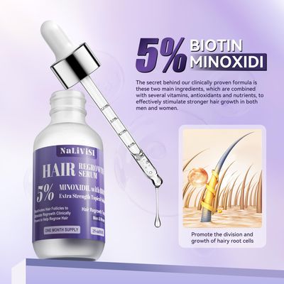 NaLiViSl 5 Minoxidil for Men Women Hair Growth Oil Regrowth Serum, Extra Strength Hair Loss Treatments Spray Foam, Beard Growth Kit - Scalp Massager Hair Growth Products, 2 Pack