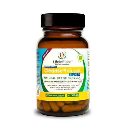 Life Infused Cleanse Infused Plus - Premium Natural Colon Cleanser with Oxygenated Magnesium, Herbs, and Enzymes, Helps Relieve Constipation Gently, Detoxifies Blood, Colon, Liver Kidneys 90 Caps