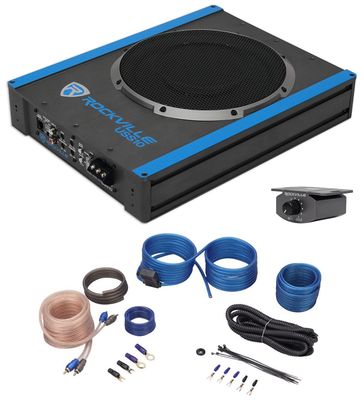 Rockville USS10 10 800w Slim Under-Seat Powered CarTruck Subwoofer SubAmp Kit