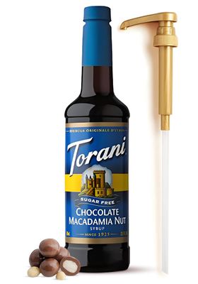 Sugar Free Chocolate Macadamia Nut Syrup for Coffee Cocktails: 25.4 Ounces Coffee Flavoring for Drinks with Fresh Finest Coffee Syrup Pump