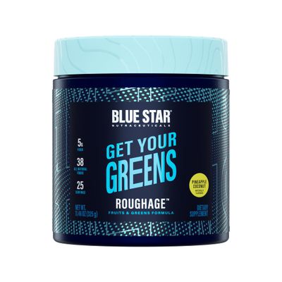 Blue Star Nutraceuticals ROUGHAGE - 38 Fruits Greens Superfood Powder No Artificial Flavors or sweeteners Amazing Taste Pineapple Coconut