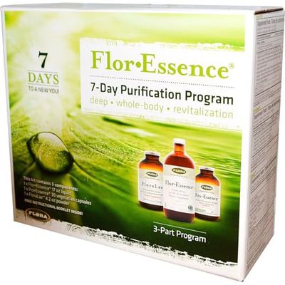Flora - Flor-Essence 7-Day, 3-Step Kit for Full Body Detox Cleanse, Detox Kit Contains Detox Tea, ProEssence for Urinary Health and FloraLax Laxative, Plant-Based, Gluten Free, Non GMO