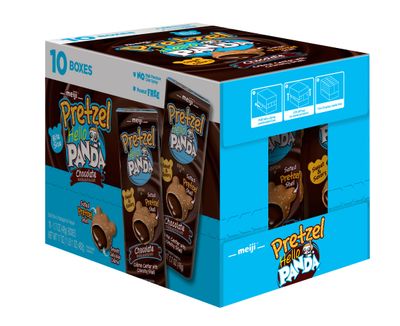 MEIJI Hello Panda Pretzel Cookies, Chocolate Crme Filled - 1.7oz, Pack of 10 - Crunchy Pretzel Shell with Smooth Delicious Crme