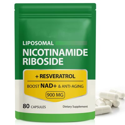 NAD Supplement, 900mg - Liposomal Nicotinamide Riboside NAD Supplement with Resveratrol Supports Muscle, Brain, Cellular Energy - NMN Supplement Alternative for Men and Women, 80 Capsules Pack of 1