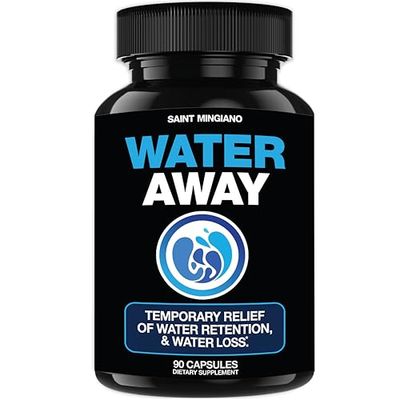 Water Away - Water Retention and Flushing, Aids in Water Relief Water Loss for Swollen Ankles Feet, Legs or Bloating - Fast Acting Water Away Pills for Women and Men 90 Capsules