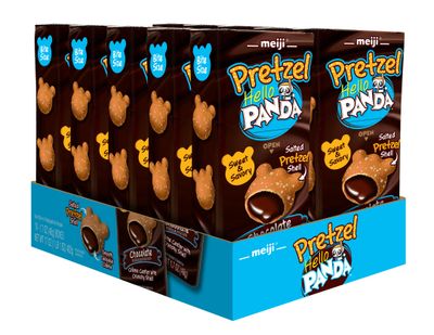 MEIJI Hello Panda Pretzel Cookies, Chocolate Crme Filled - 1.7oz, Pack of 10 - Crunchy Pretzel Shell with Smooth Delicious Crme