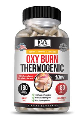 Kaya Naturals Oxy Burn - Thermogenic Herbal Formula for Active Living - Non-GMO Gluten-Free - 180 Count
