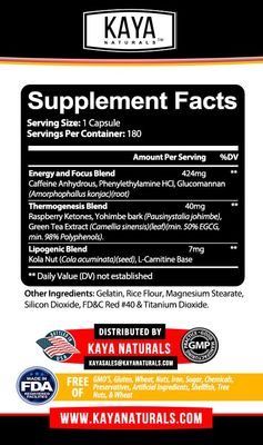 Kaya Naturals Oxy Burn - Thermogenic Herbal Formula for Active Living - Non-GMO Gluten-Free - 180 Count