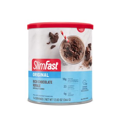 SlimFast Meal Replacement Powder, Original Rich Chocolate Royale, Weight Loss Shake Mix, 10g of Protein, 14 Servings Packaging May Vary