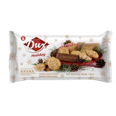 DUX Christmas Cookies 7.6 Oz Display, Assorted Variety Pack of Cookies In Individual Wrapping For Gift Giving Or On The Go Snacking, Chocolate And Vanilla Flavors